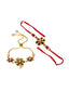 Gold-Plated & Maroon Brass Handcrafted Bhaiya Bhabhi Rakhi Gift Set