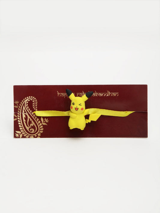 Set Of 2 Pikachu & Printed Fashion Rakhi With Roli Chawal