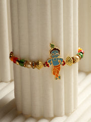 Gold-Toned Shri Krishna Designer Rakhi