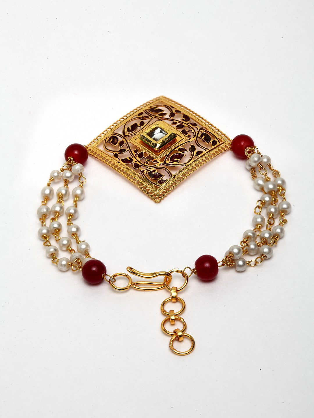 Set of 2 Gold-Plated Handcrafted Kundan Lumba & Rakhi