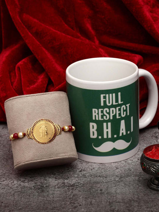 Gold-Plated Dollar Shaped Rakhi With Mug