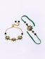 Set of 4 Gold-Plated & Green Lumba & Rakhi Set With Bhaiya Bhabhi Mugs