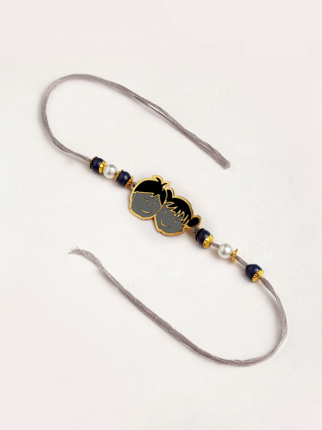 Boys Gold-Toned & Grey Handcrafted Rakhi With Mug & Roli Chawal Gift Set