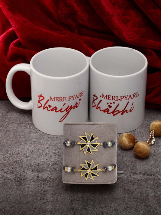 Set of 4 Gold-Plated Lumba & Rakhi With Bhaiya Bhabhi Mugs