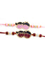 Set of 2 Boys Gold-Toned Pink & Red Handcrafted Rakhi With Roli Chawal