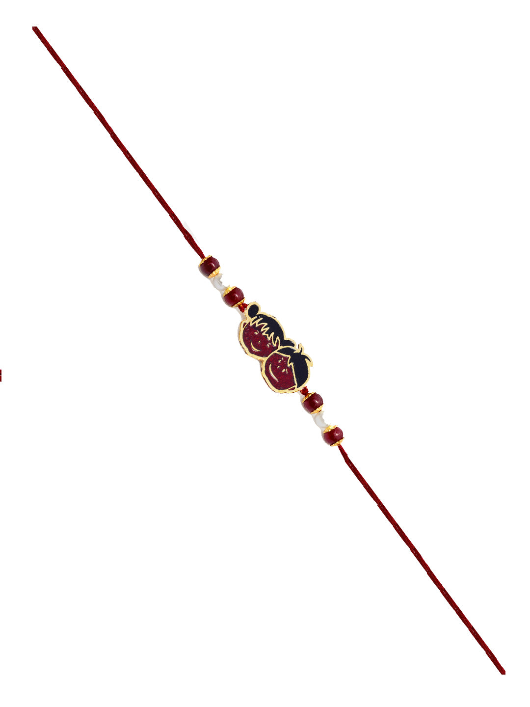 Set of 2 Boys Gold-Toned Pink & Red Handcrafted Rakhi With Roli Chawal