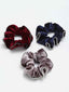 Women Set of 3 Blue & Maroon Embellished Ponytail Holders