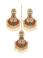 Women Gold-Plated Handcrafted Earrings and Maang Tikka