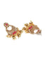 Gold-Plated Red & White Stone Studded & Beaded Handcrafted Maang Tika With Earring Set