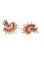 Gold-Plated & Red Stone-Studded & Beaded Handcrafted Sustainable Jewellery Set