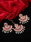 Gold-Plated & Red Stone-Studded & Beaded Handcrafted Sustainable Jewellery Set