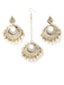 Gold-Plated White Kundan Stone Studded Handcrafted Jewellery Set