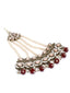 Gold-Plated White & Pink Kundan-Studded & Pearl Beaded Jhumar Passa