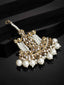 Gold-Plated & White Stone-Studded Pearls Beaded Jhumar Passa