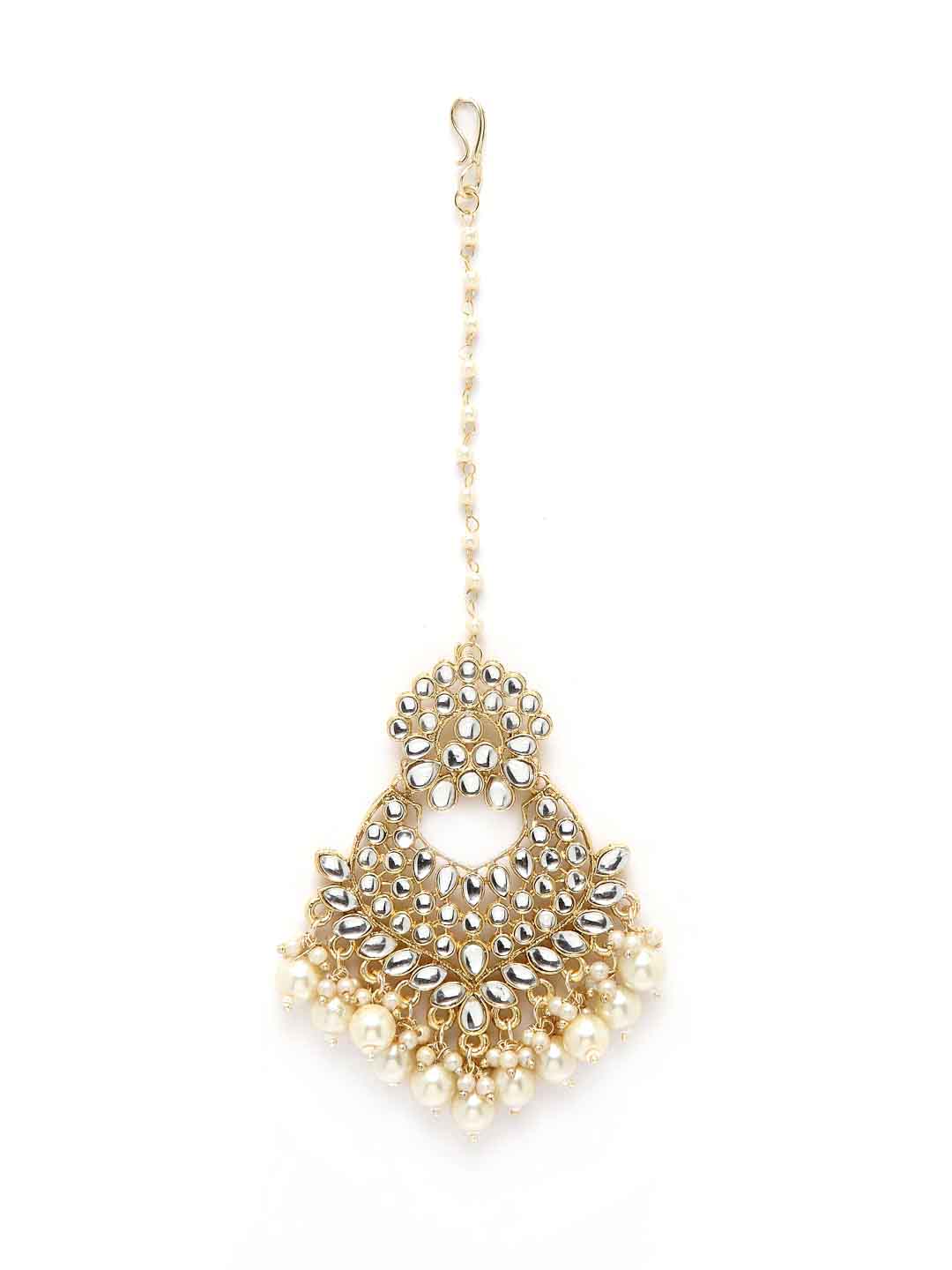 Gold-Plated Kundan Studded Maang Tikka Head Jewellery