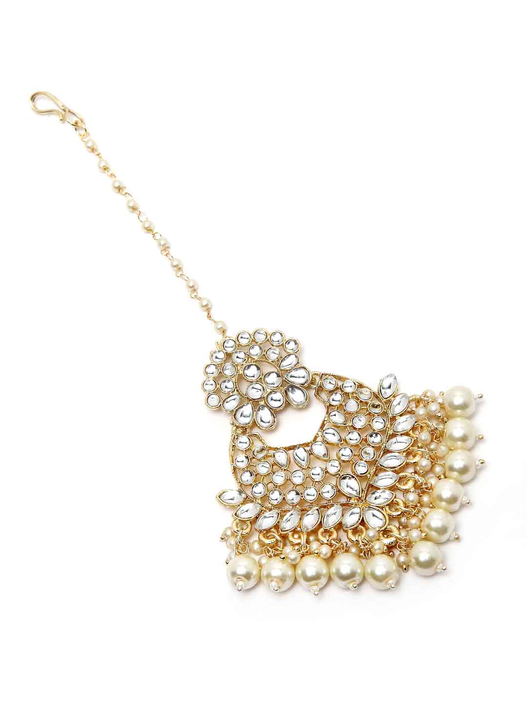 Gold-Plated Kundan Studded Maang Tikka Head Jewellery