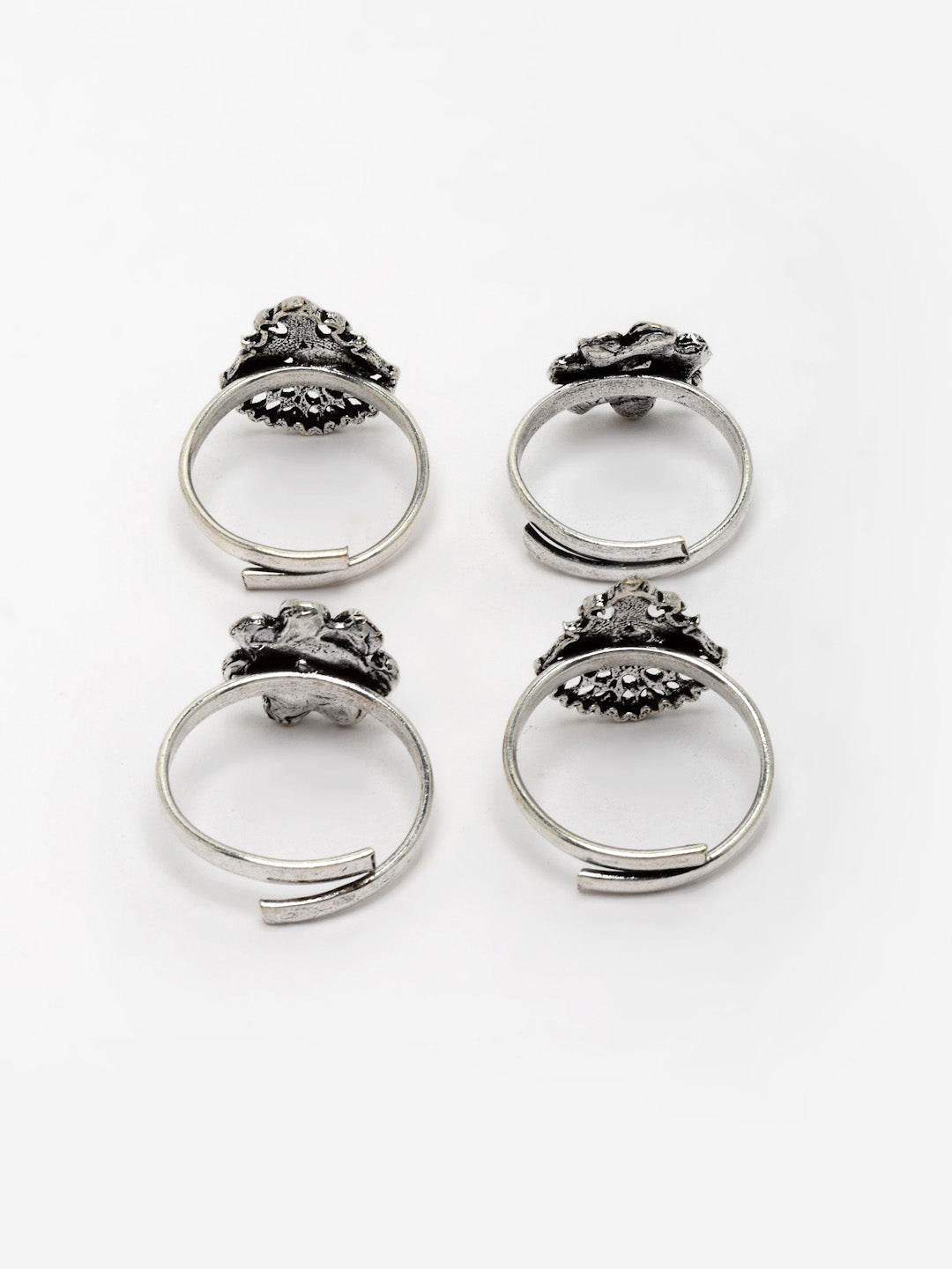 Set Of 2 Oxidised Adjustable Toe Rings