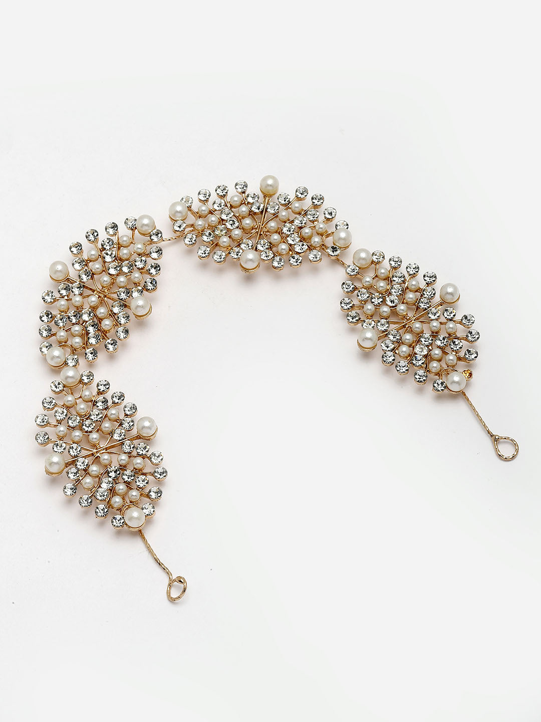 Women Gold-Plated CZ Stone-Studded Sheeshphool