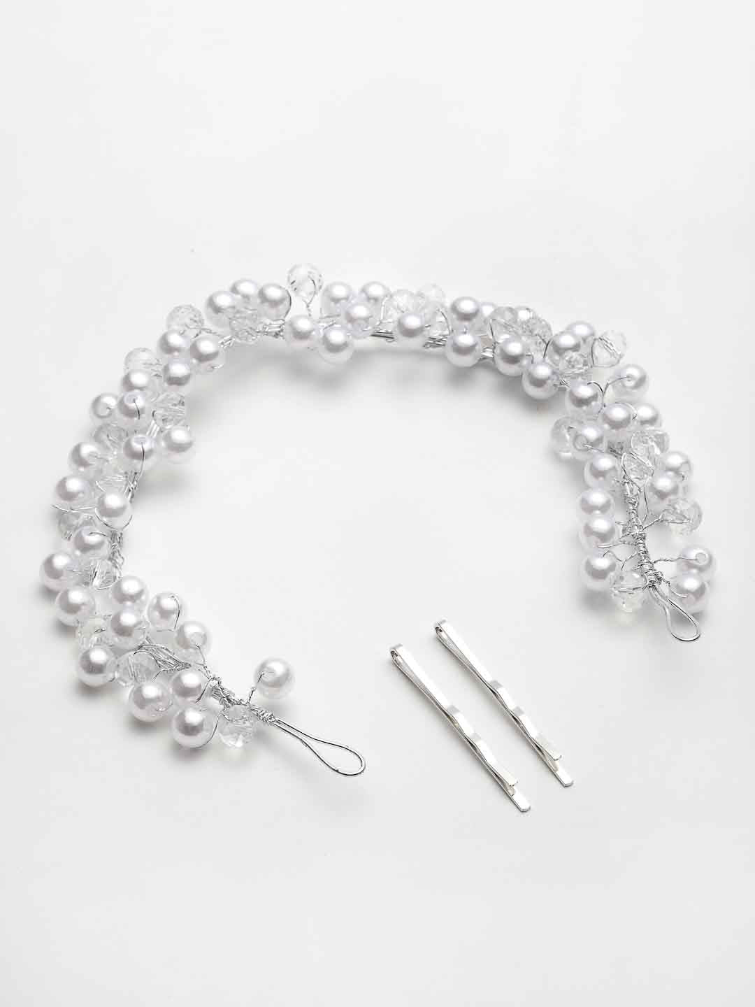 Women Silver-Toned & White Embellished Tiara