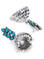 Silver-Plated & Turquoise Blue Handcrafted Dome Shaped Jhumkas