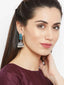 Silver-Plated & Turquoise Blue Handcrafted Dome Shaped Jhumkas