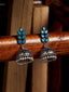 Silver-Plated & Turquoise Blue Handcrafted Dome Shaped Jhumkas