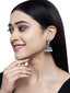 Silver-Plated & Turquoise Blue Oxidised Jhumkas