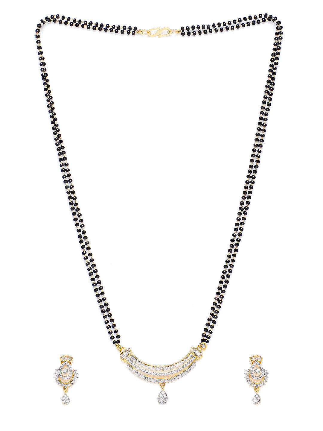 Gold-Plated & White CZ Stone-Studded Mangalsutra Set