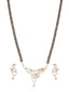 Gold-Toned & White Stone-Studded Mangalsutra & Earrings Set