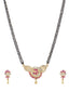 Gold-Plated & White &Pink CZ Stone-Studded Mangalsutra Set