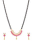 Gold-Plated Pink CZ Stone-Studded & Beaded Mangalsutra Set