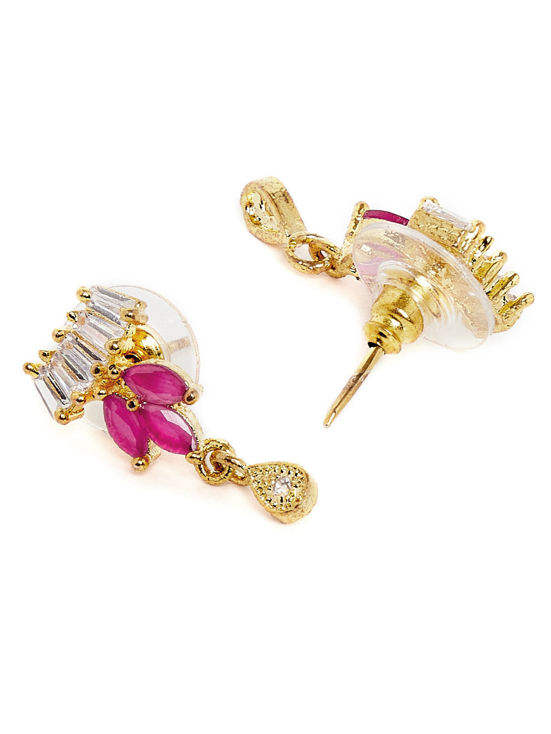 Gold-Plated Pink CZ Stone-Studded & Beaded Mangalsutra Set