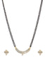 Gold-Plated & White CZ Stone-Studded Mangalsutra With Earrings