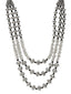 Silver-Plated Beaded Oxidized Layered Necklace