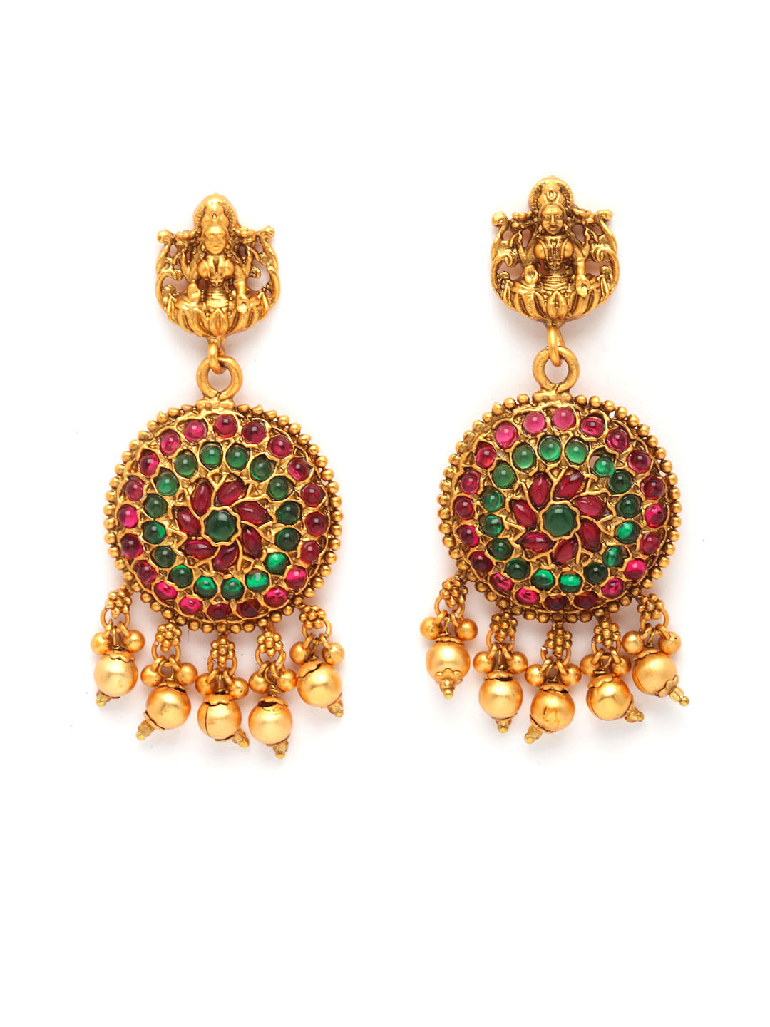 Gold-Plated Stone Studded & Beaded Jewellery Set