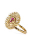 Women Gold-Plated Pink & White CZ Stone-Studded Finger Ring